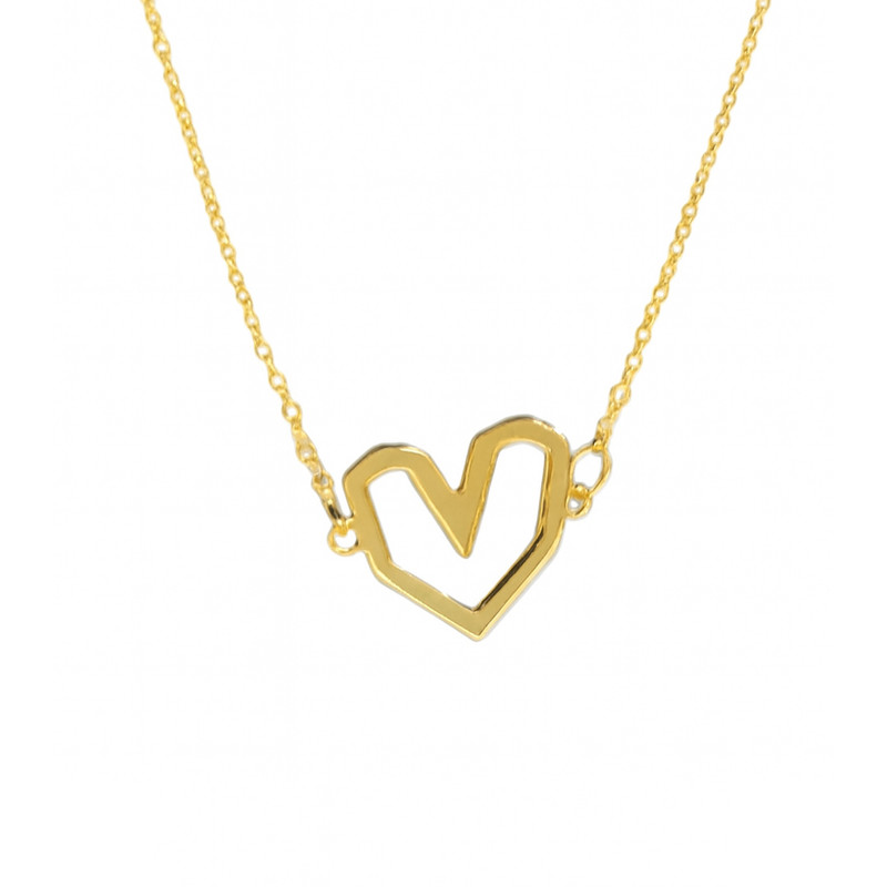 گردنبند طلا 18 عیار زنانه با زنجیر حلقهای (فلامینگو) گالری قو طلایی مدل قلب جذاب