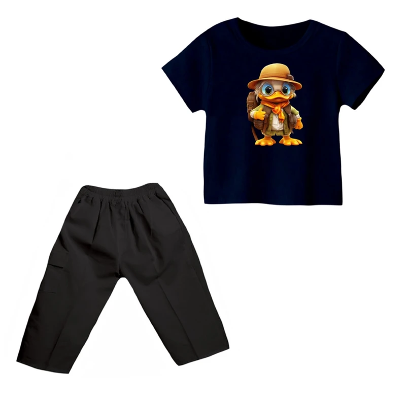 ست تی شرت و شلوارک دخترانه مدل اردک کد ۲