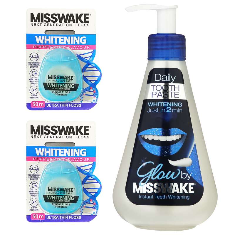 خمیر دندان میسویک مدل Daily Whitening حجم 185 میلی لیتر به همراه نخ دندان میسویک مدل Whitening بسته 2 عددی خمیر دندان میسویک مدل Daily Whitening حجم 185 میلی لیتر به همراه نخ دندان میسویک مدل Whitening بسته 2 عددی