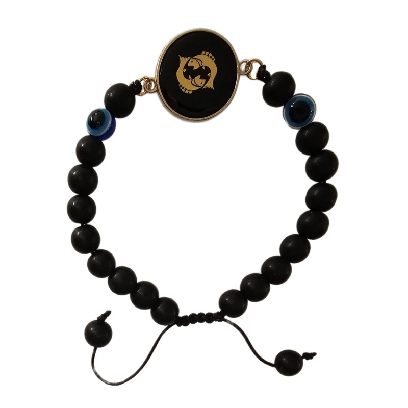 دستبند مهره ای زنانه مدل رزینی ماه تولد اسفند چشم نظر