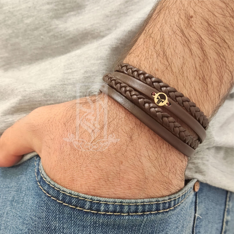 دستبند طلا 18 عیار مردانه لیردا مدل punisher 168