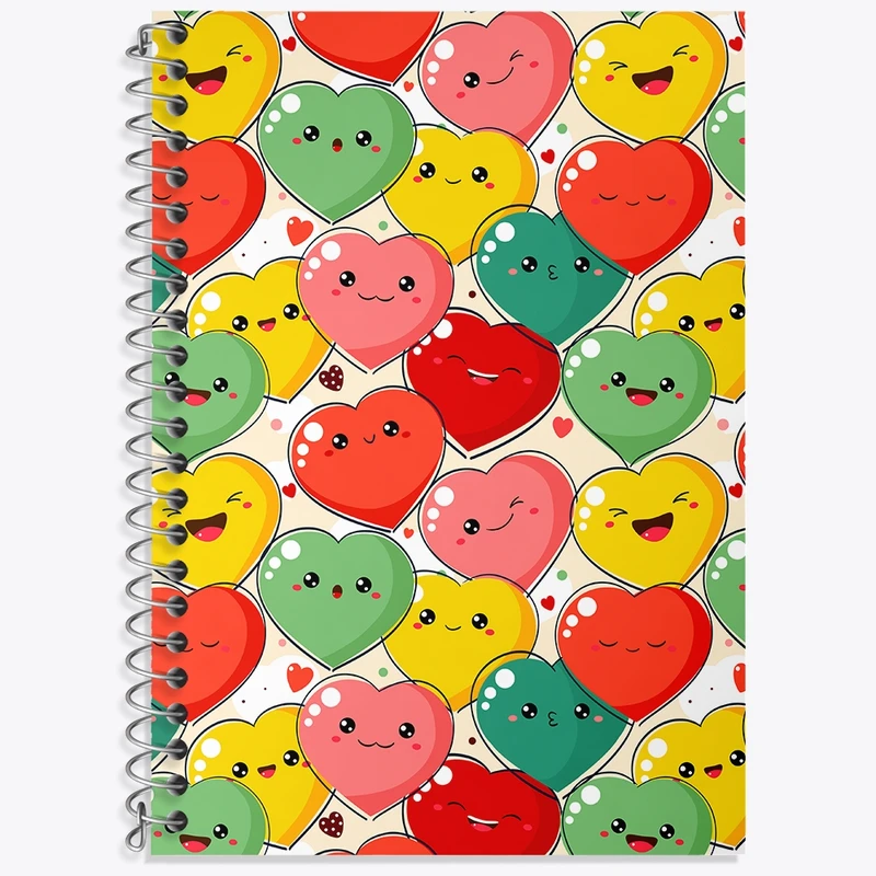 دفتر زبان 50 برگ خندالو مدل سه خط طرح ایموجی قلبی کد N657