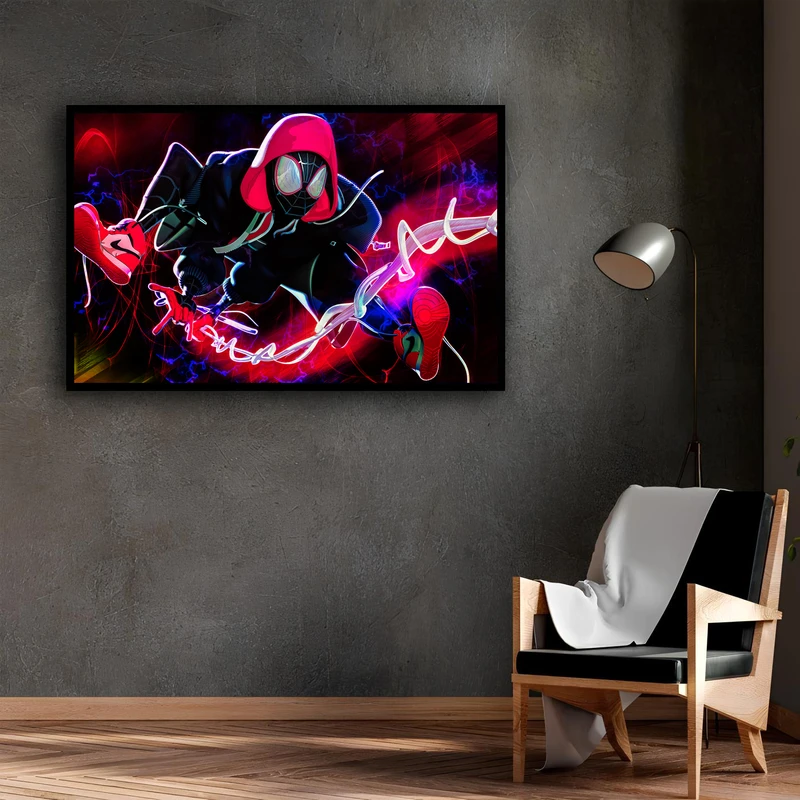 تابلو نوری طرح مرد عنکبوتی مدل W-H1201 فریم مشکی
