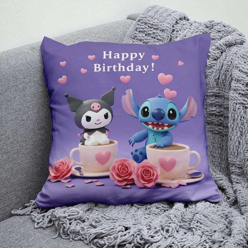 کوسن پاد آفرین مدل استیچ و کرومی طرح تولد مبارک کد  B1386