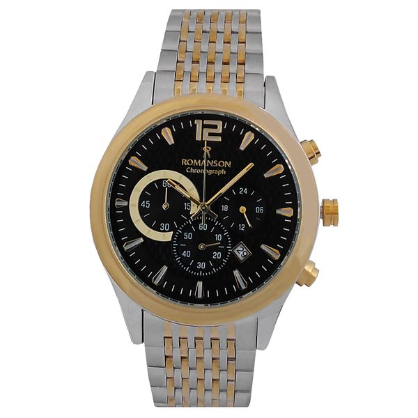 ساعت مچی عقربه‌ای مردانه کوارتز کرنوگراف رومانسون مدل بند فلزی سه موتور تاریخ دار ضدآب کد 45