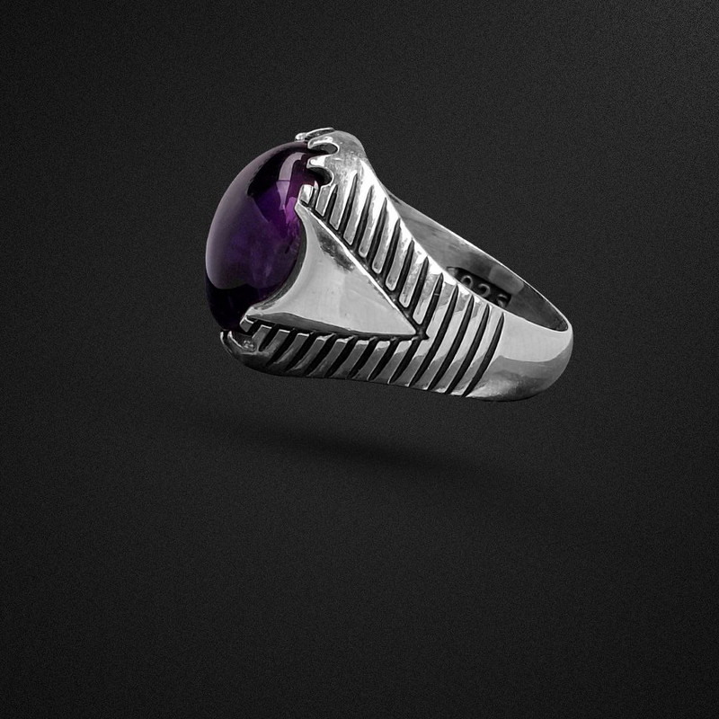 انگشتر نقره آمیتیست مردانه مدل تراش دامله انگشتر نقره آمیتیست مردانه مدل تراش دامله