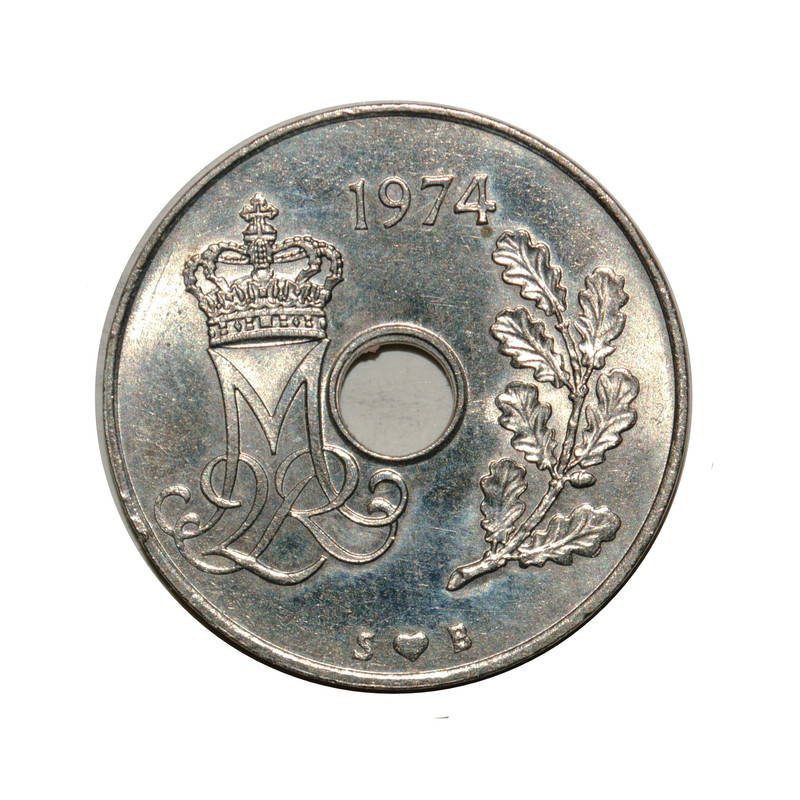 سکه تزیینی طرح کشور دانمارک مدل 25 اوره 1974 میلادی