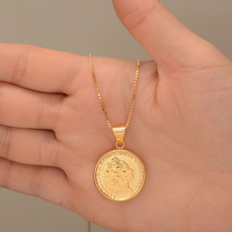 آویز گردنبند طلا 18 عیار زنانه طلای مستجابی مدل سکه کد 1