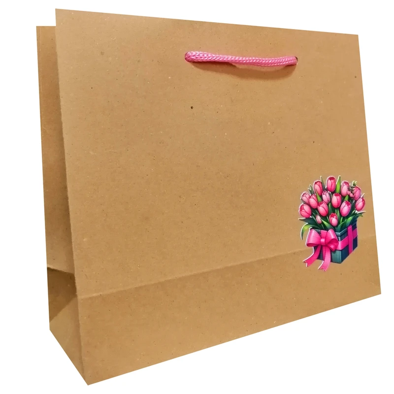 پاکت هدیه مدل سال نو و دسته گل مجموعه 10 عددی