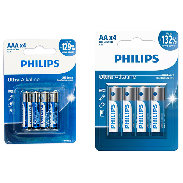 باتری قلمی و نیم قلمی فیلیپس مدل Ultra Alkaline بسته هشت عددی