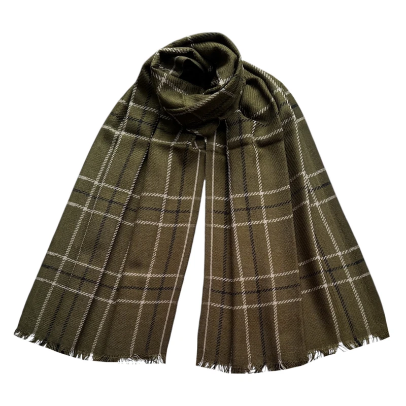 شال زنانه مدل کاموایی بافتنی چهارخانه ریش ریشی کد 3