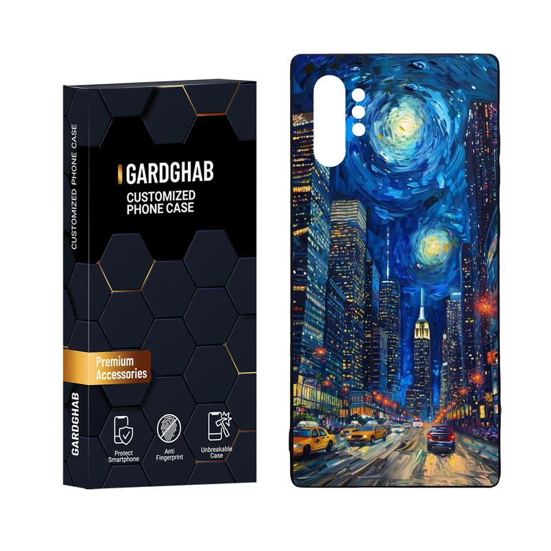 کاور گارد قاب مدل دور ژله ای پشت گلس هنری مناسب برای گوشی موبایل سامسونگ Galaxy Note 10 Plus