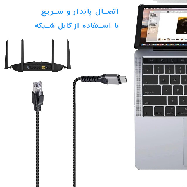 کابل تبدیل RJ45 به USB-C دونجی مدل RG-1000 طول 1.2 متر