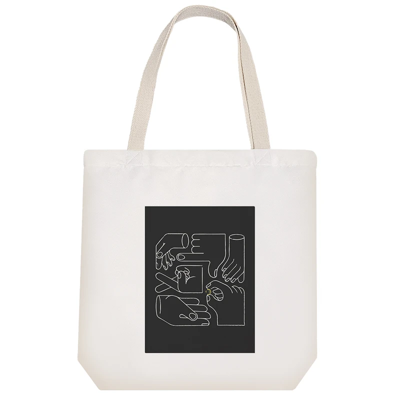 ساک خرید پارچه ای خندالو طرح دست ها مدل توت بگ کد 6835