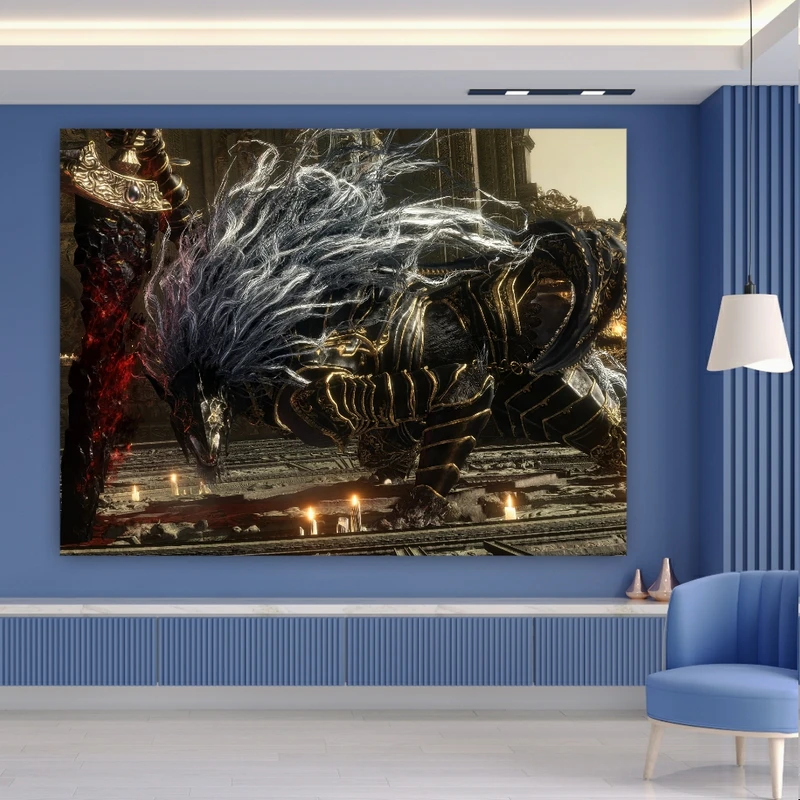 تابلو بوم طرح مخمل گیم elden ring مدل اژدهای آهنین کد FP104781
