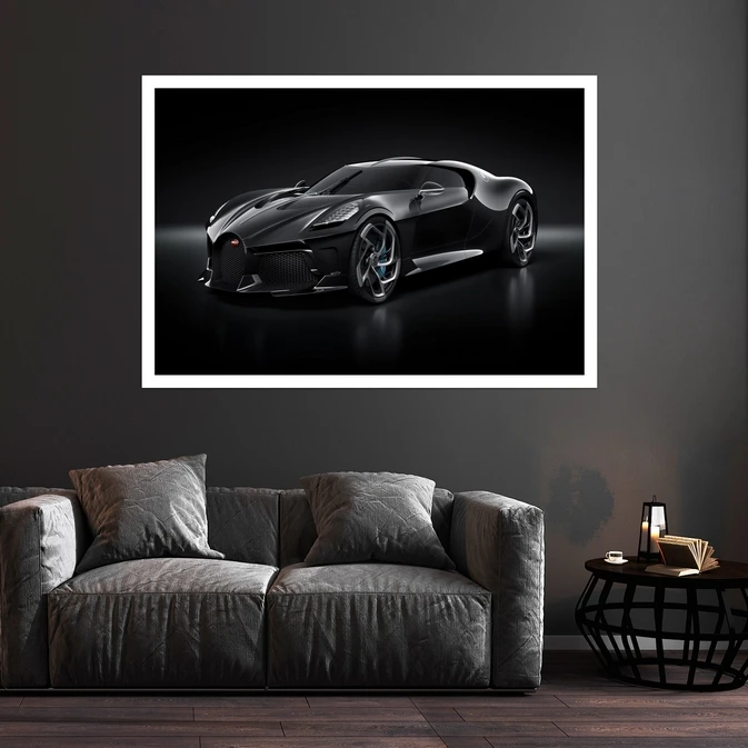 تابلو بکلیت طرح ماشین بوگاتی Bugatti La Voiture Noire مدل قاب شاسی W-s8920