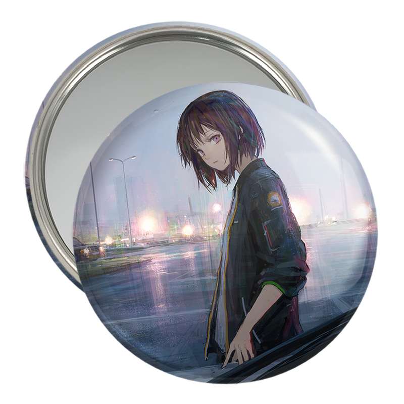 آینه جیبی خندالو مدل دختر انیمه ای  کد 18093