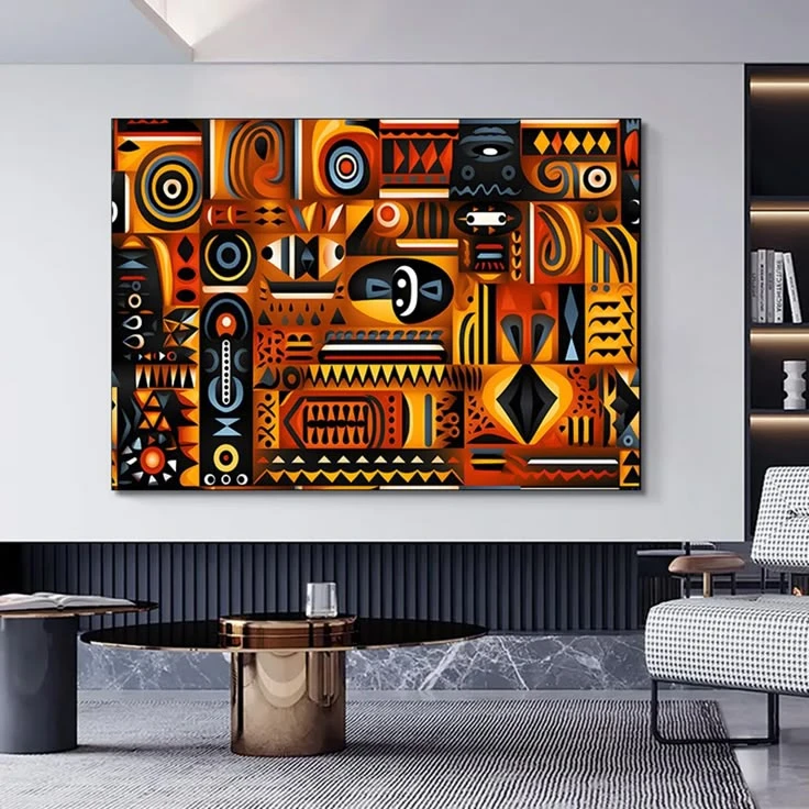 پوستر طرح مخمل الگوی باستانی مدل نقوش آفریقایی کد FP106200