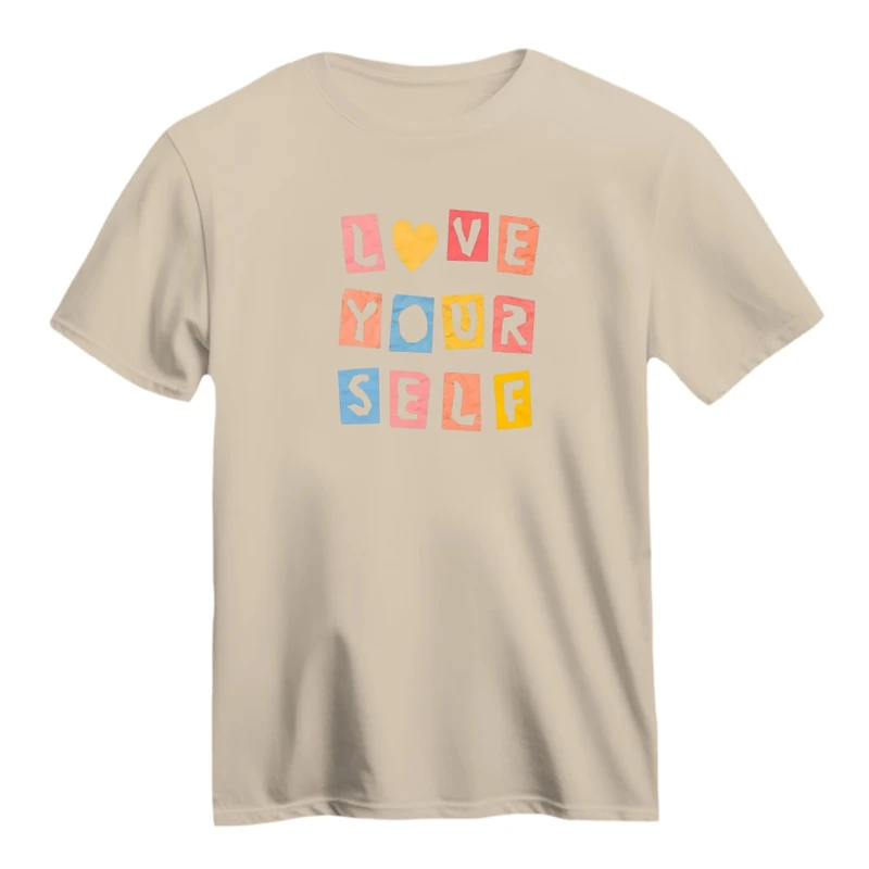 تی شرت آستین کوتاه زنانه مدل خودتو دوست داشته باش