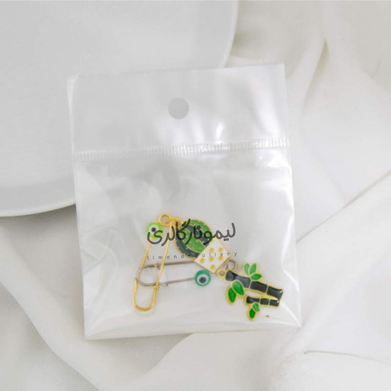 سنجاق سینه دخترانه لیمونار گالری مدل بامبو و کاکتوس بسته دو عددی