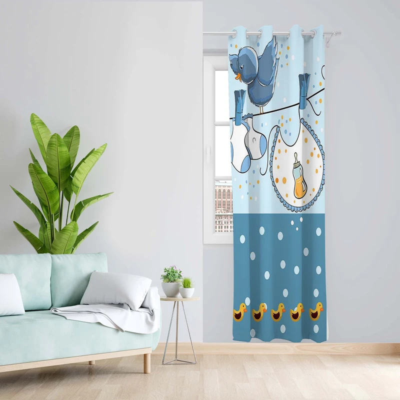 پرده طرح کودک مدل مخمل پانچی کد 5097R z سایز 140x200 سانتی متر