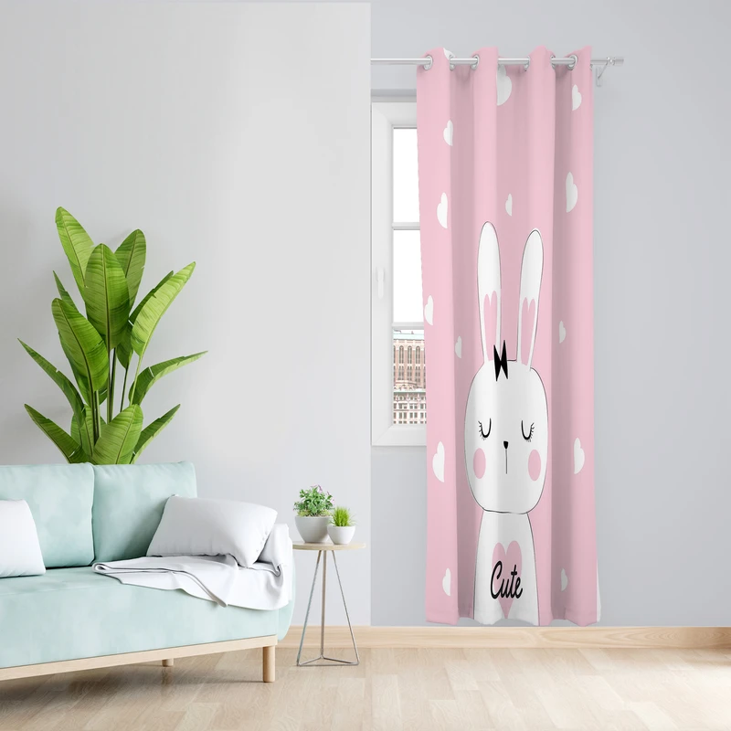 پرده طرح خرگوش مدل مخمل پانچی کد L 1747 Z سایز 140x200 سانتی متر