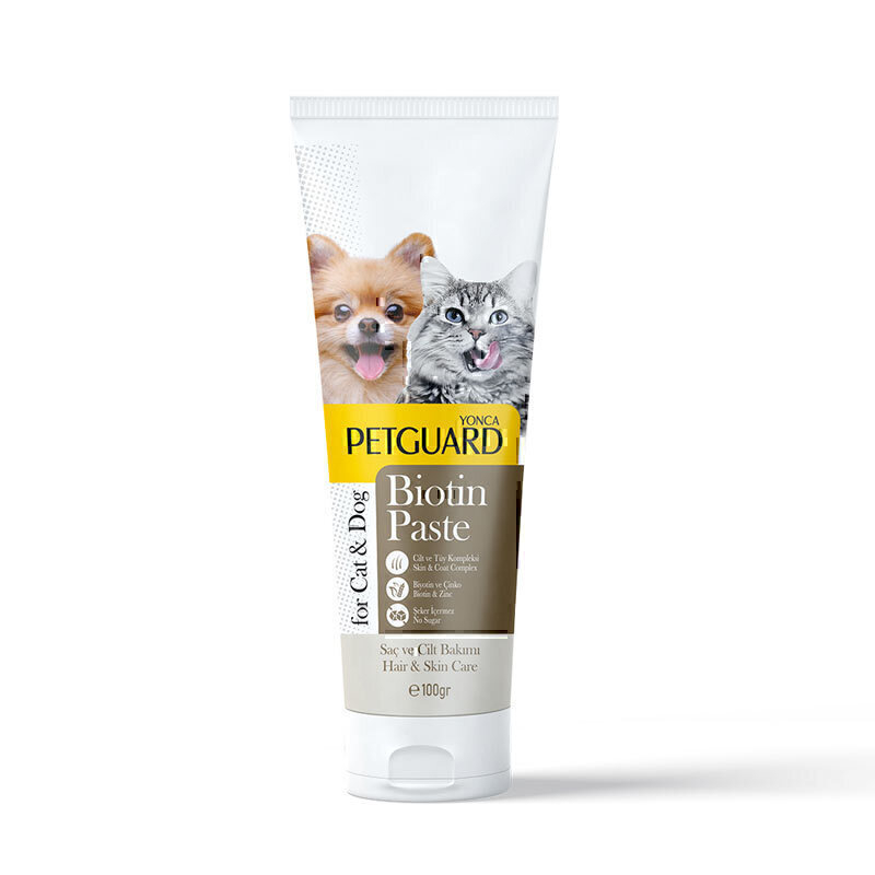 خمیر تقویت پوست و مو سگ و گربه پت گارد مدل بیوتین حجم 100 گرم
