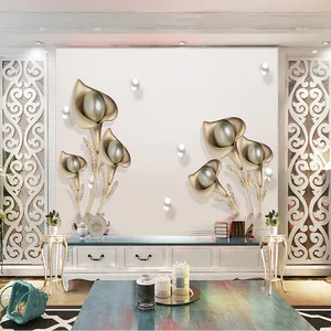 پوستر دیواری سه بعدی مدل گل شیپوری طلایی DRVF1213