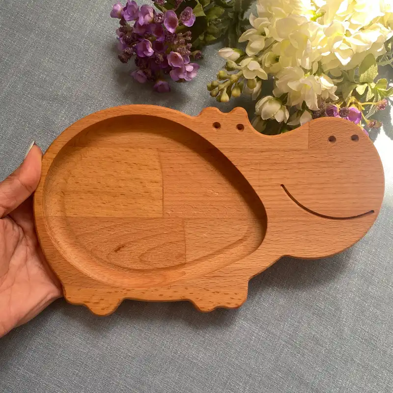 ظرف غذای چوبی کودک طرح اسب آبی