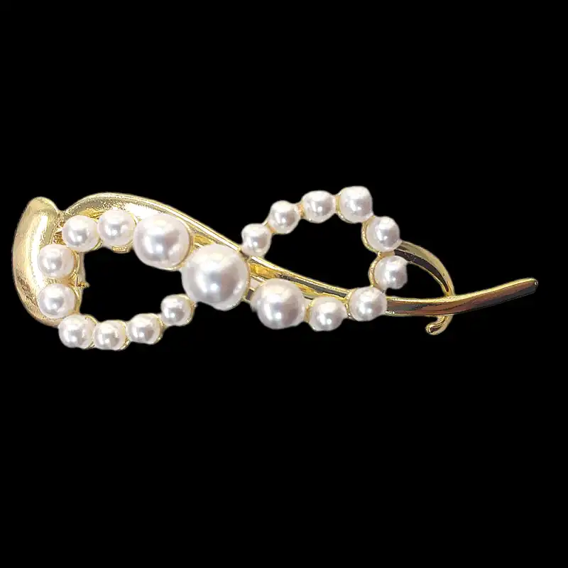 گیره مو زنانه مدل چفتی مرواریدی پر کار کد kh777