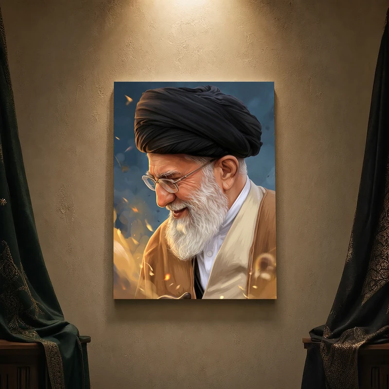 تابلو شاسی مدل مذهبی طرح رهبر شهید امام خامنه‌ای کد 35SM