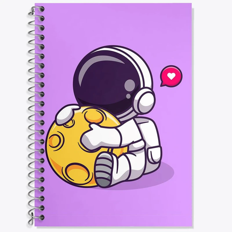 دفتر زبان 50 برگ خندالو مدل دو خط طرح فضانورد کد 25103