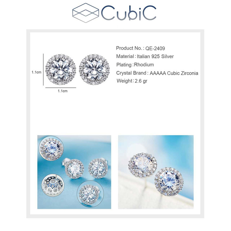 گوشواره نقره زنانه کوبیک مدل QE-2409