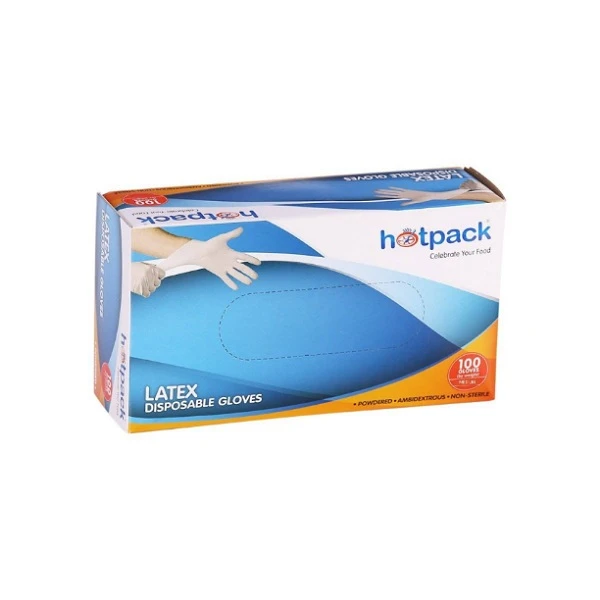 دستکش لاتکس غیر پودری مدل HB سایز متوسط (M) بسته 100 عددی