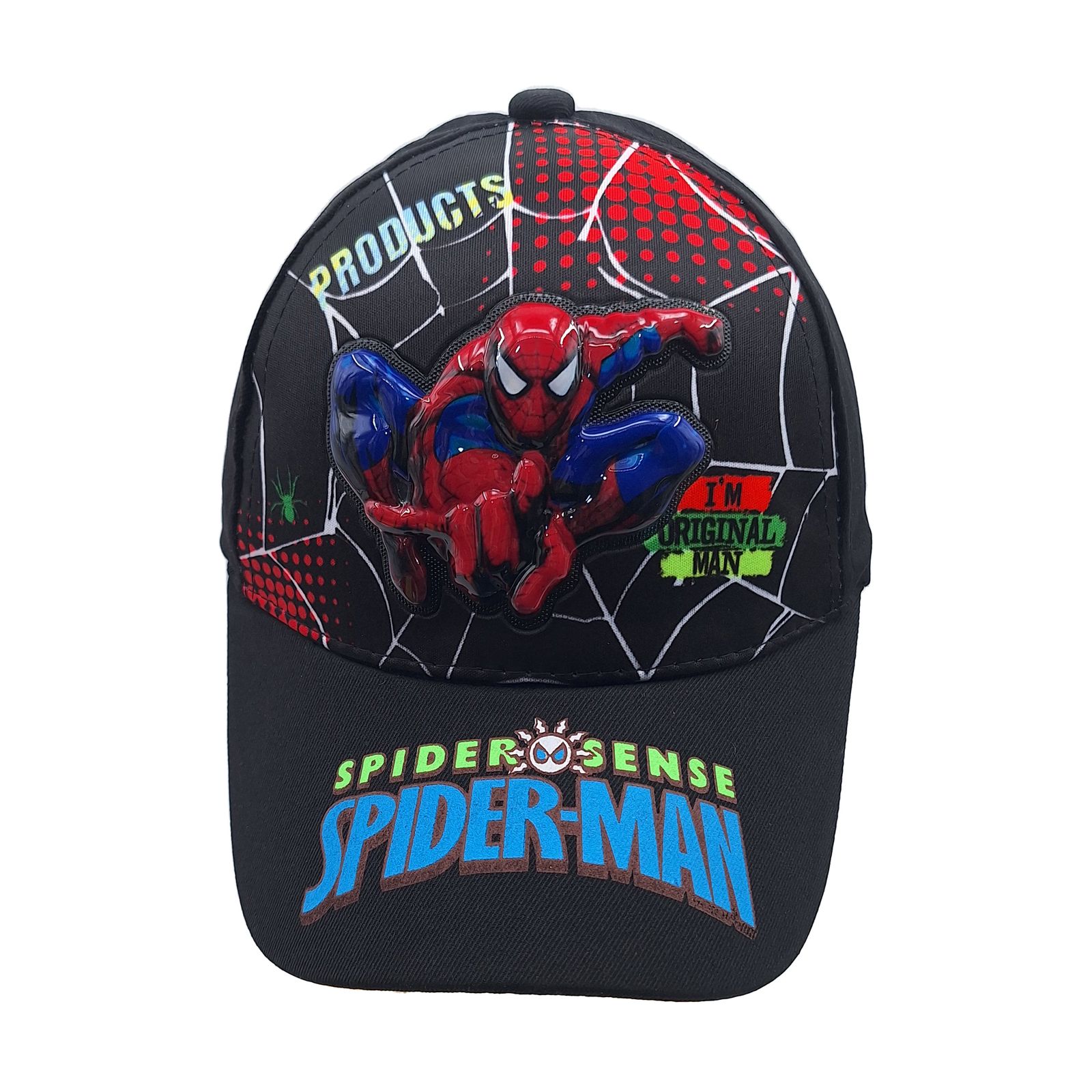 کلاه کپ پسرانه مدل مرد عنکبوتی چراغدار کد 1144 رنگ مشکی -  - 4