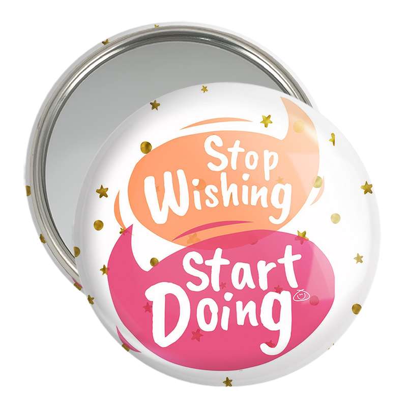 آینه جیبی خندالو مدل Stop Wishing Start Doing کد 2738 آینه جیبی خندالو مدل Stop Wishing Start Doing کد 2738