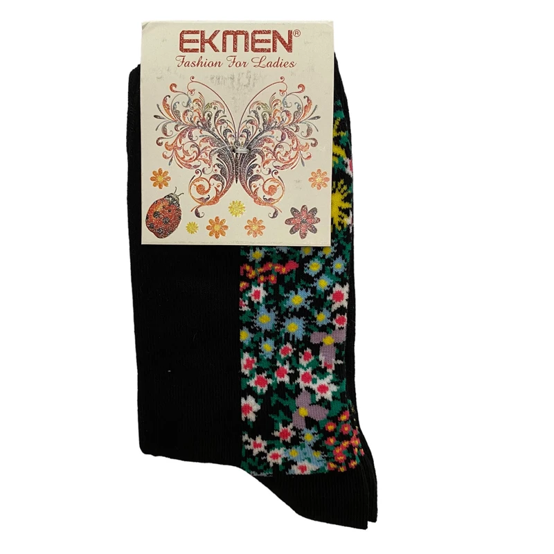 جوراب ساق بلند زنانه اکمن ترک مدل گل دار