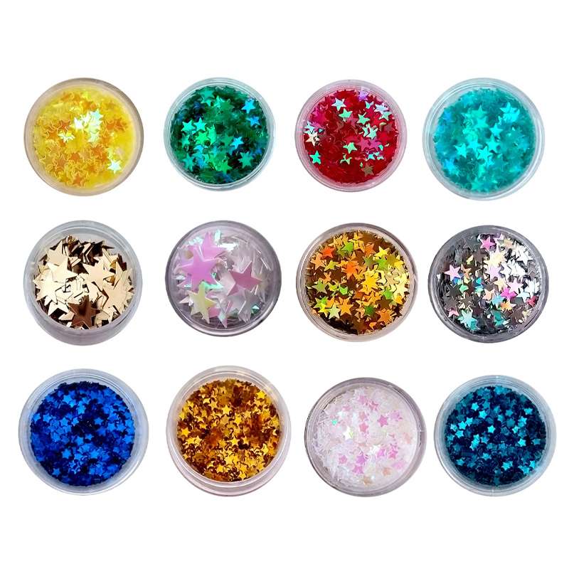 پودر اکلیل مدل ستاره هولو گرامی کد ASH-11  وزن 44 گرم مجموعه 12 عددی