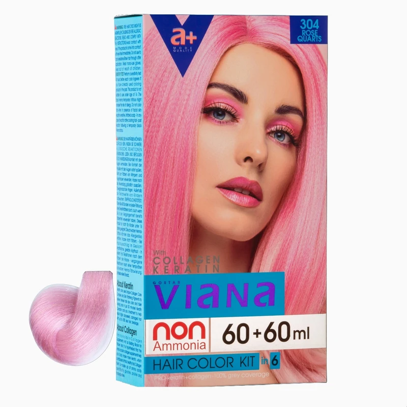 کیت رنگ مو ویانا شماره 304 حجم 120 میلی لیتر رنگ رُز کوارتز 