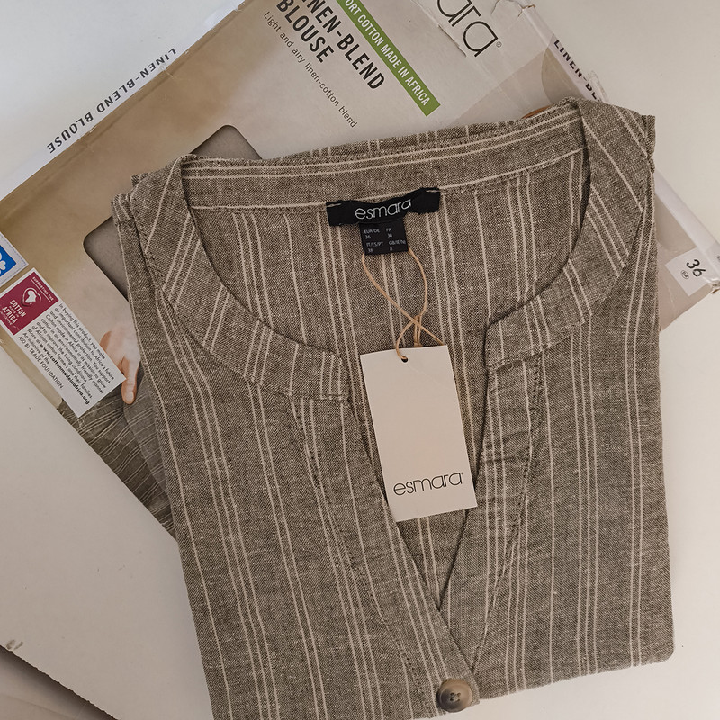 بلوز آستین کوتاه زنانه اسمارا مدل لینن کد 18404484