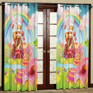 پرده مدل خونه شکلاتی و آب نباتی هازان پانچی کد 2381 سایز 140x200 سانتی متر