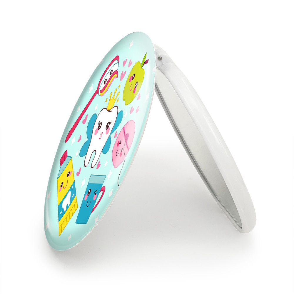 آینه جیبی خندالو طرح دندان و دندانپزشکی کودکانه مدل تاشو کد 27748