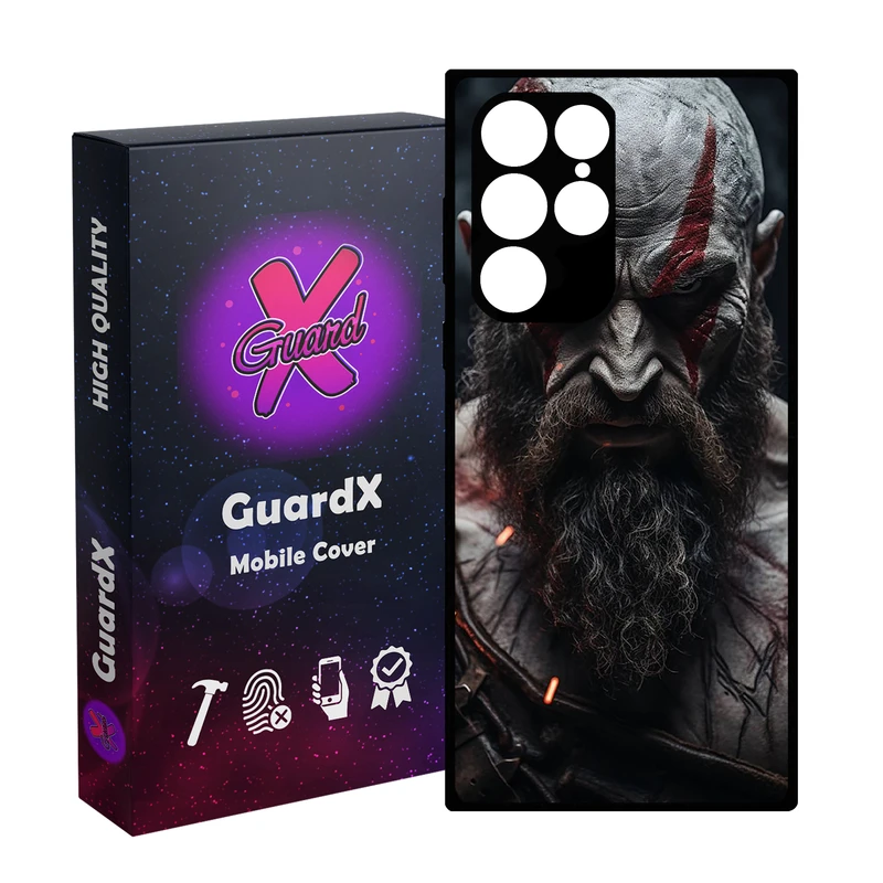 کاور گارد ایکس طرح God of War مدل Glass10835 مناسب برای گوشی موبایل سامسونگ Galaxy S23 Ultra