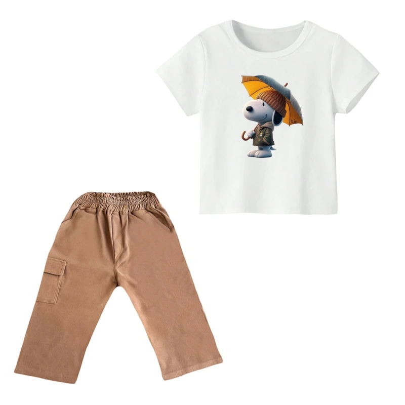 ست تی شرت و شلوارک پسرانه مدل اسنوپی کد ۲