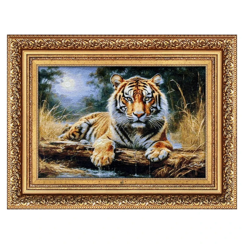 تابلو فرش دستباف فرش میرنظامی طرح ببر کد 2061