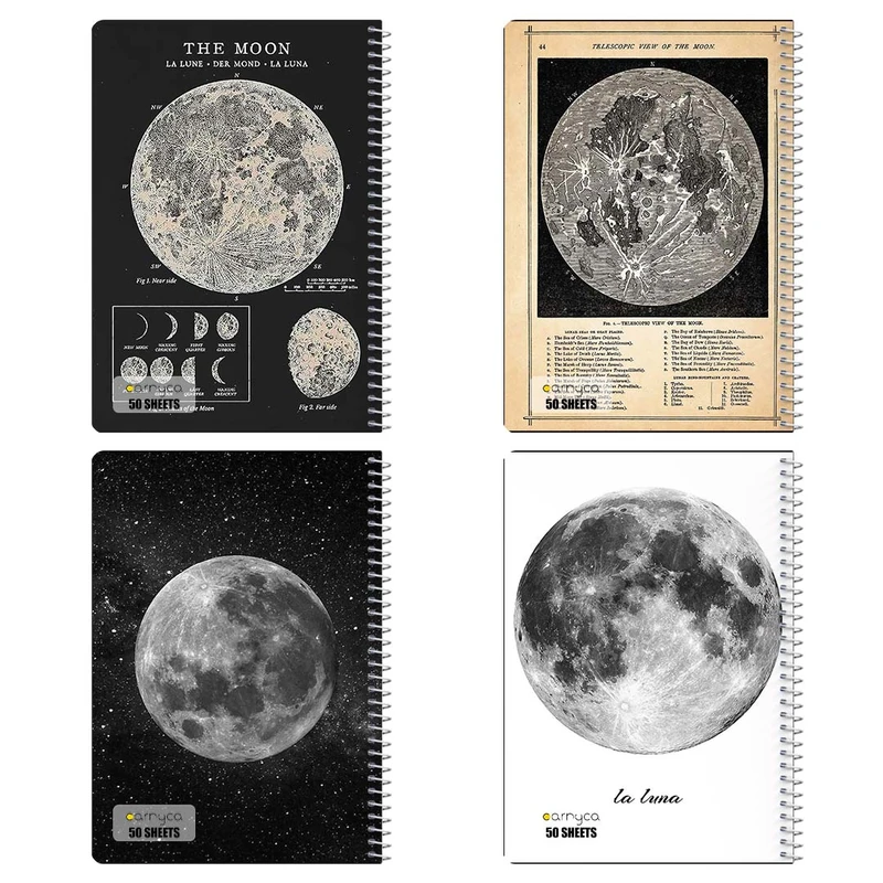 دفتر نقاشي 50 برگ کارنيکا طرح روزنامه وینتج ماه Vintage Newspaper Moon کد 93930 مجموعه 4 عددی