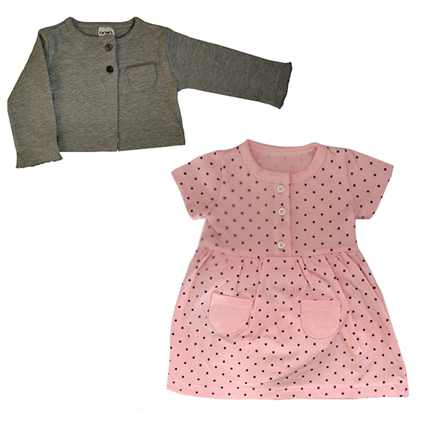 ست پیراهن و کت نوزادی کارترز کد 01 رنگ طوسی