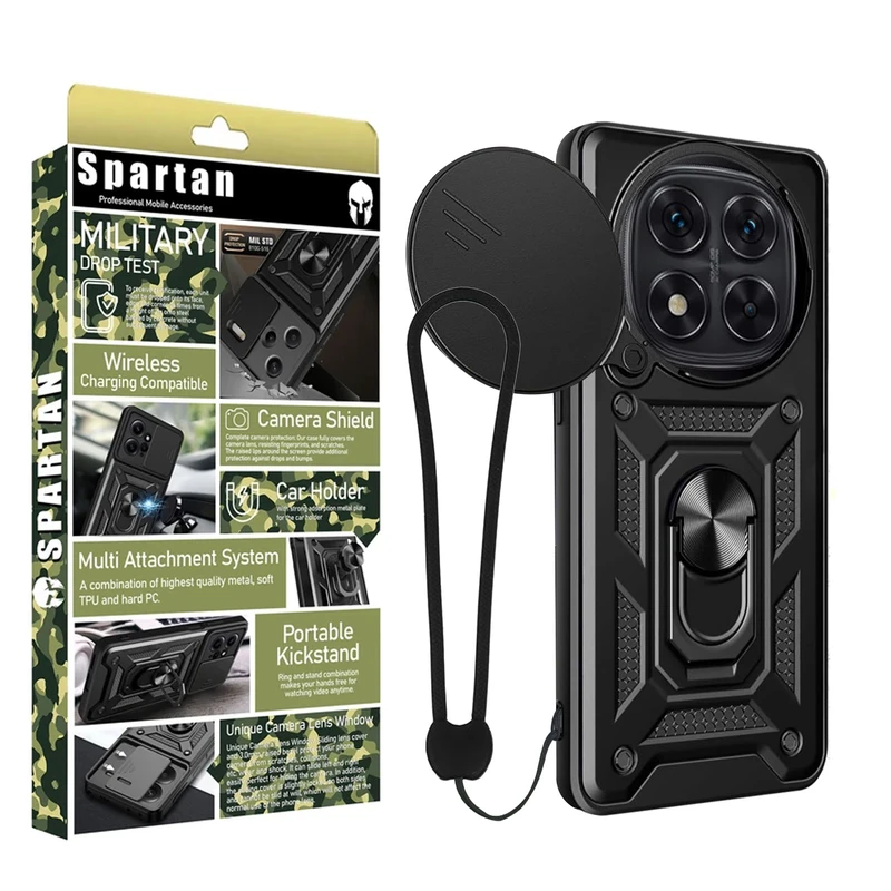 کاور اسپارتان مدل Defender Armor مناسب برای گوشی موبایل شیائومی Redmi Note 14 Pro 4G به همراه بندآویز و پاپ سوکت