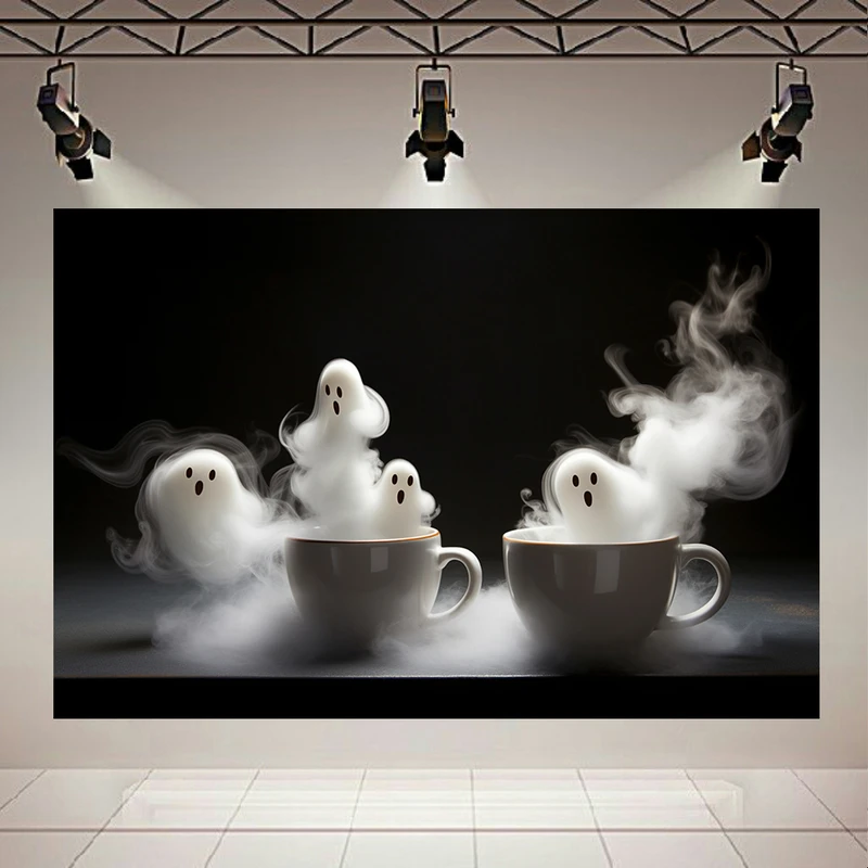 پوستر پارچه ای طرح مخمل فنجان چای مدل بخار ارواح کد AR304057