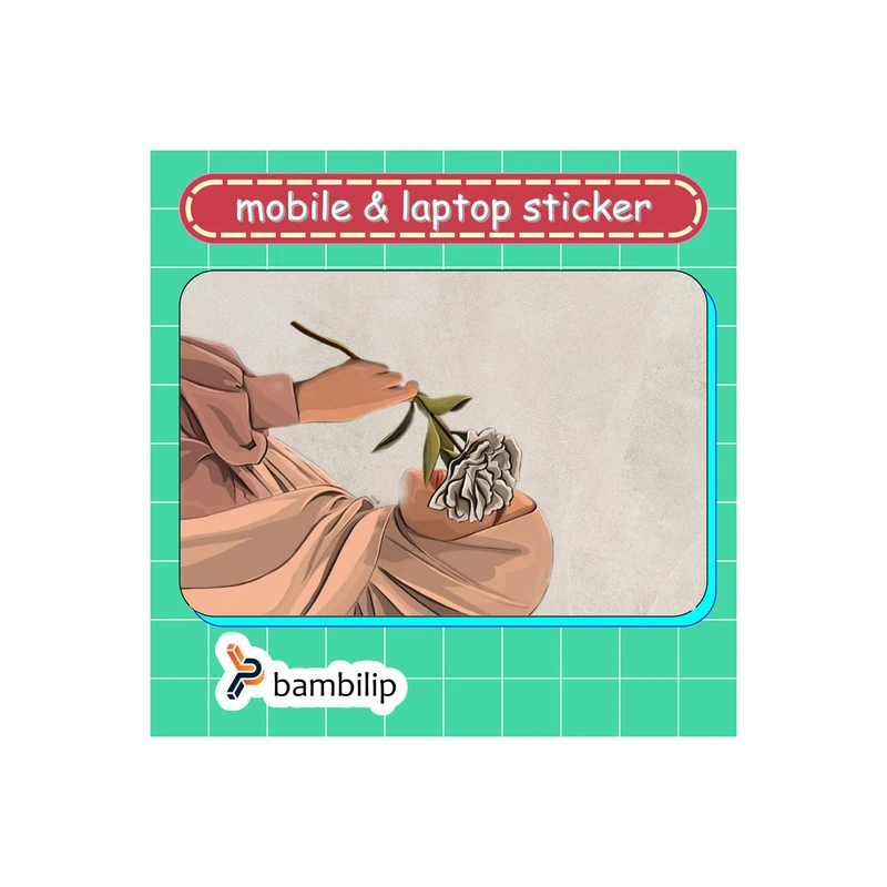 استیکر بامبیلیپ مدل کارت عابر طرح دختر و یک شاخه گل کد 7340232